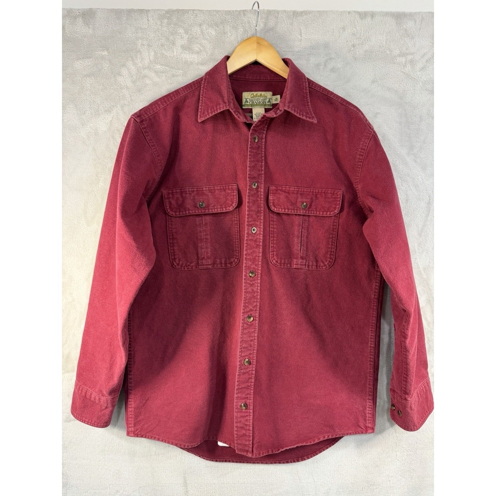 Vtg Cabelas Mens M Tall Maroon Deerskin Soft Chamois Heavy Shirt Work Gorpcore